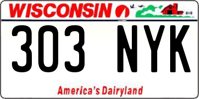 WI license plate 303NYK