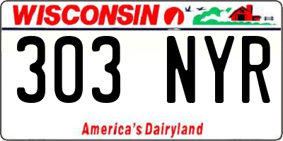 WI license plate 303NYR