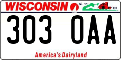 WI license plate 303OAA