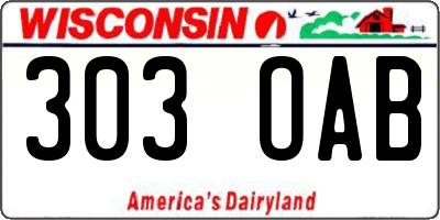 WI license plate 303OAB