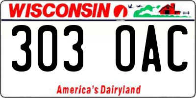 WI license plate 303OAC