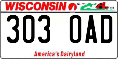 WI license plate 303OAD