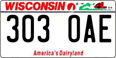 WI license plate 303OAE