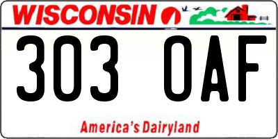 WI license plate 303OAF