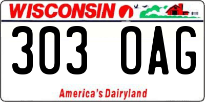 WI license plate 303OAG