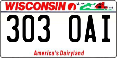WI license plate 303OAI