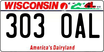 WI license plate 303OAL