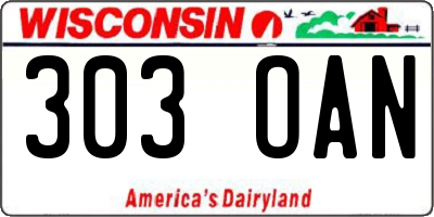 WI license plate 303OAN