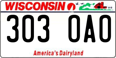 WI license plate 303OAO