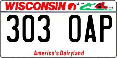 WI license plate 303OAP