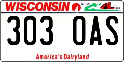 WI license plate 303OAS