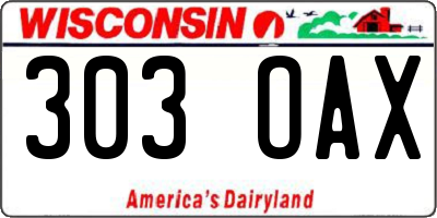 WI license plate 303OAX