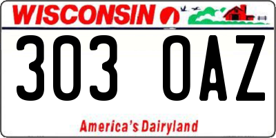 WI license plate 303OAZ