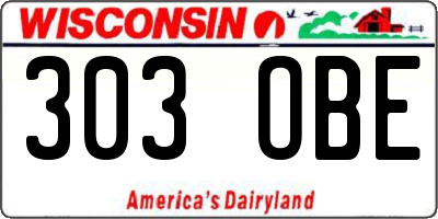 WI license plate 303OBE