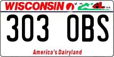 WI license plate 303OBS