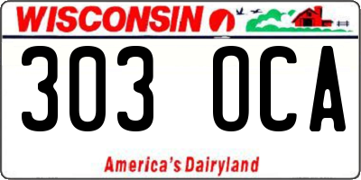 WI license plate 303OCA