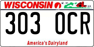 WI license plate 303OCR