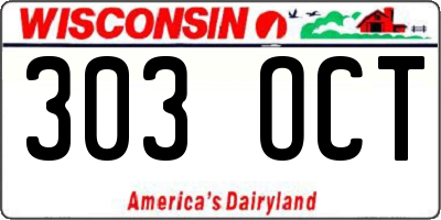 WI license plate 303OCT