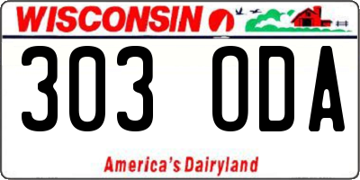 WI license plate 303ODA