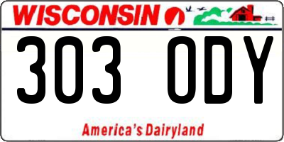 WI license plate 303ODY