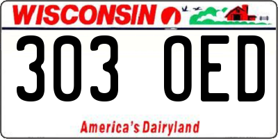 WI license plate 303OED