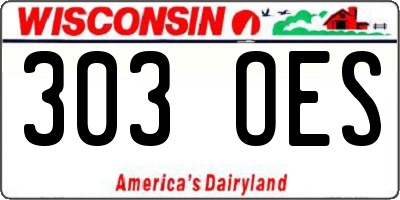 WI license plate 303OES