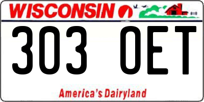 WI license plate 303OET
