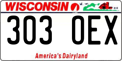 WI license plate 303OEX