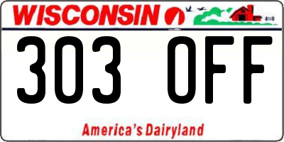 WI license plate 303OFF
