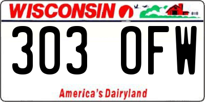 WI license plate 303OFW