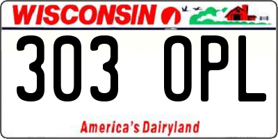 WI license plate 303OPL