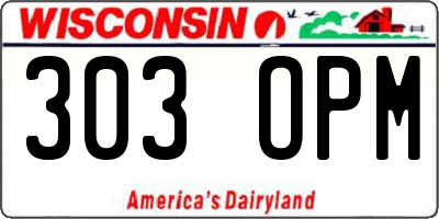 WI license plate 303OPM