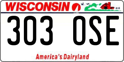 WI license plate 303OSE