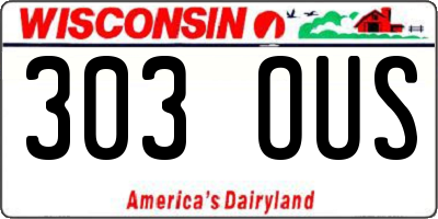 WI license plate 303OUS