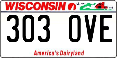 WI license plate 303OVE