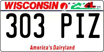 WI license plate 303PIZ
