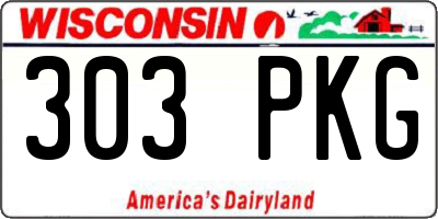 WI license plate 303PKG