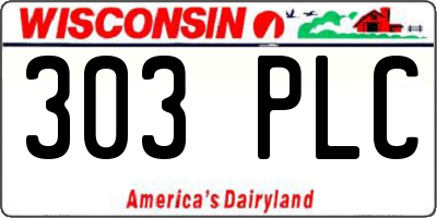 WI license plate 303PLC