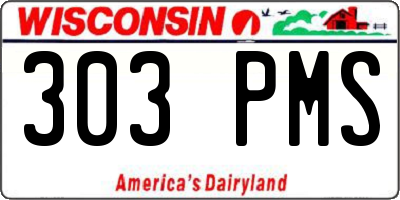 WI license plate 303PMS