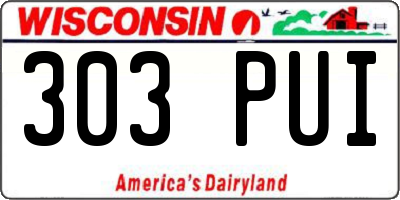WI license plate 303PUI