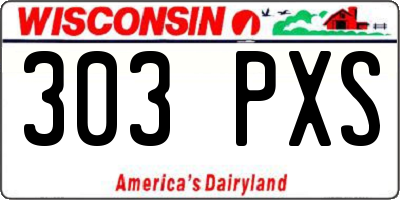 WI license plate 303PXS