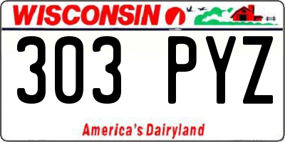 WI license plate 303PYZ