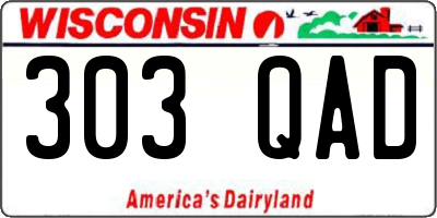WI license plate 303QAD