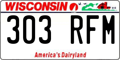 WI license plate 303RFM