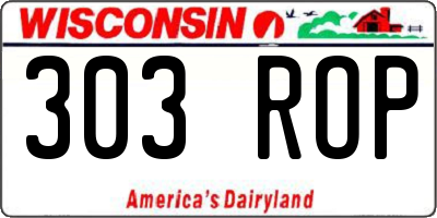 WI license plate 303ROP