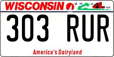 WI license plate 303RUR