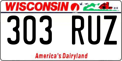 WI license plate 303RUZ
