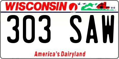 WI license plate 303SAW