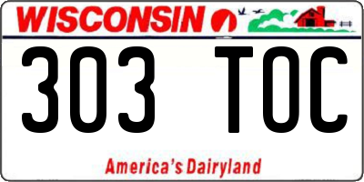 WI license plate 303TOC
