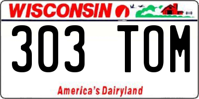 WI license plate 303TOM